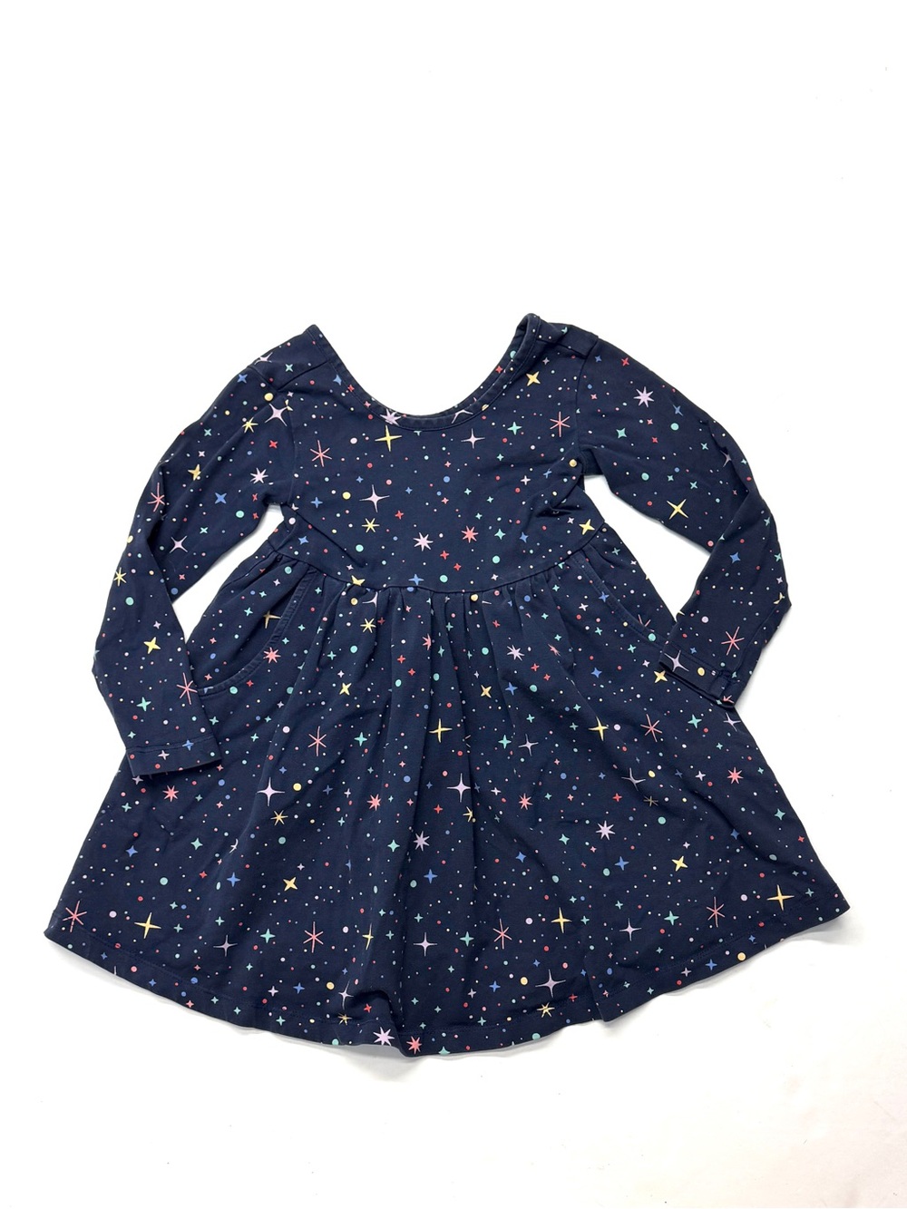 Hanna Andersson Navy Blue Stars Galaxy Long Sleeve Twirl Dress